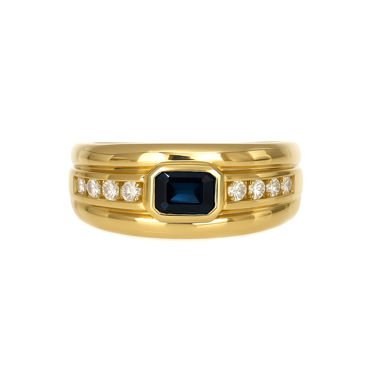 Anello - 18 carati Oro giallo - 0.61ct. tw. Zaffiro - Diamante