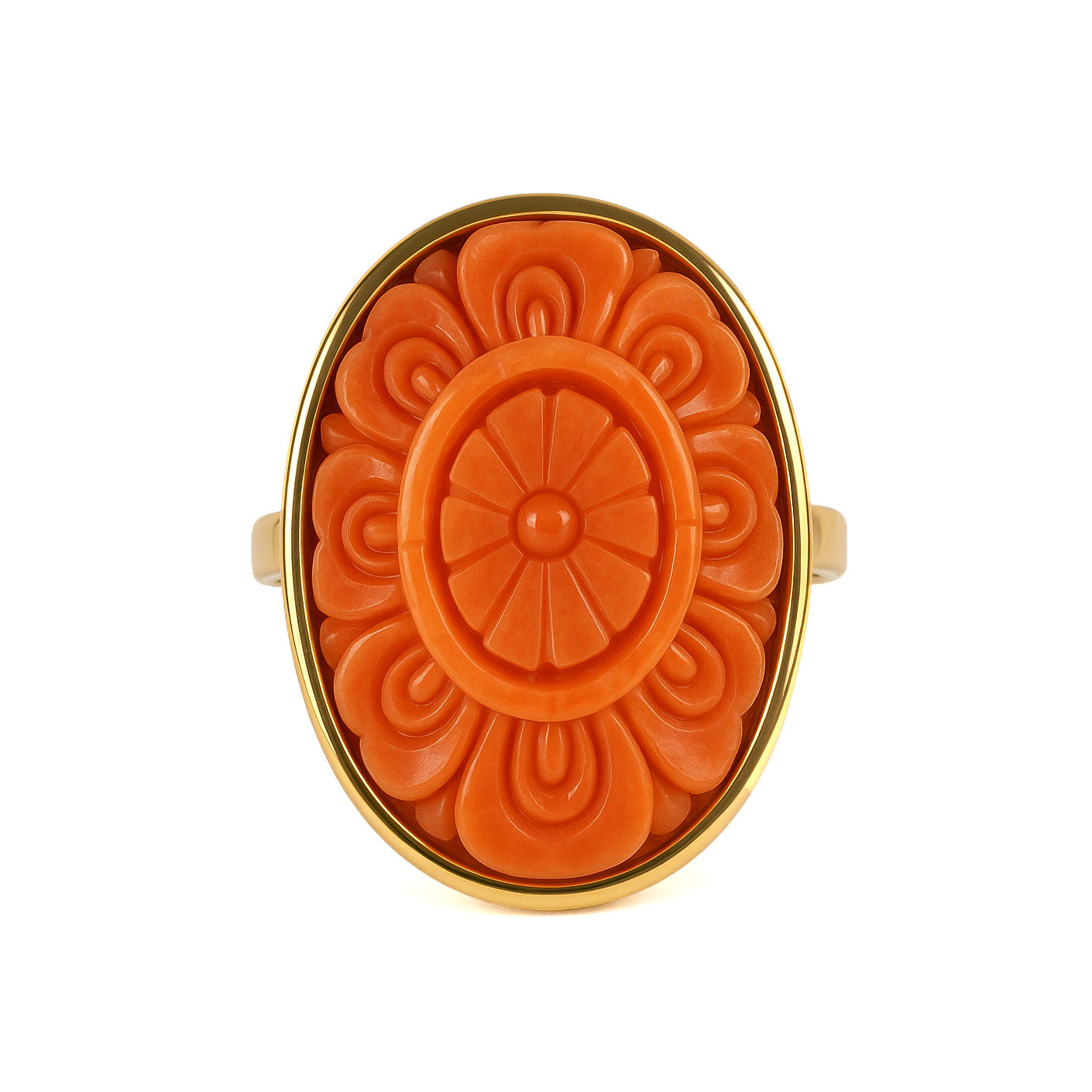 Anello - 18 carati Oro giallo Corallo