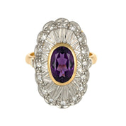 14 carati  Oro giallo, Argento 925 - Anello - Ametista - Diamanti