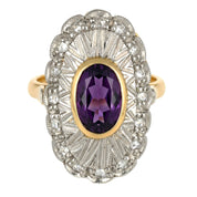 14 carati  Oro giallo, Argento 925 - Anello - Ametista - Diamanti