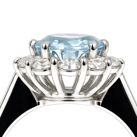 Anello - 18 carati Oro bianco - 3.10ct. tw. Topazio - Diamante