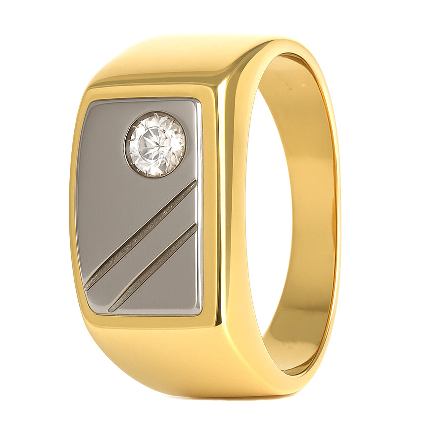 Anello - 18 carati Oro bianco, Oro giallo - 0.08ct. tw. Diamante (Naturale)