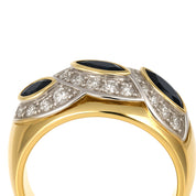 Anello - 18 carati Oro giallo, Oro bianco - 1.95ct. tw. Zaffiro - Diamante