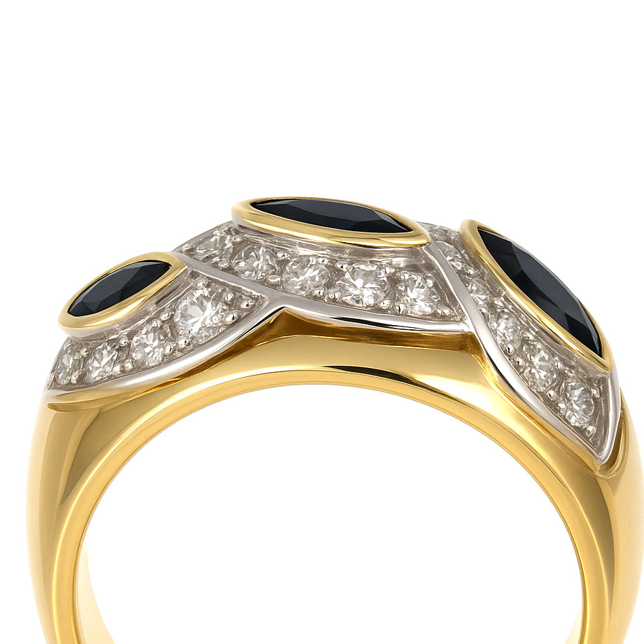 Anello - 18 carati Oro giallo, Oro bianco - 1.95ct. tw. Zaffiro - Diamante