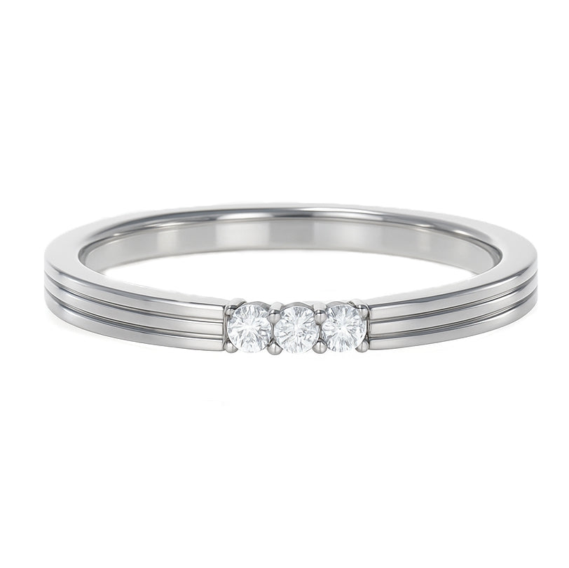 Anello - 18 carati Oro bianco - 0.08ct. tw. Diamante (Naturale)