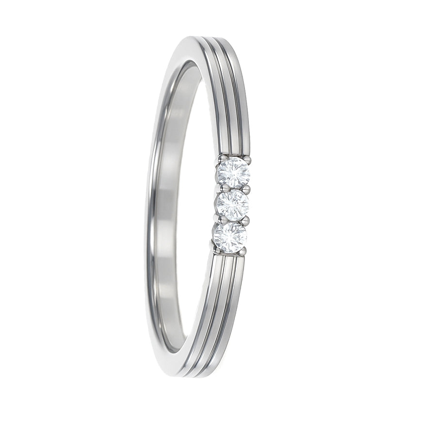 Anello - 18 carati Oro bianco - 0.08ct. tw. Diamante (Naturale)