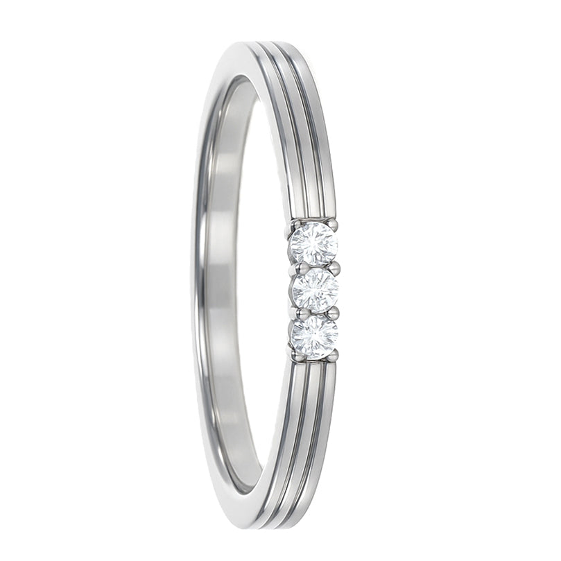 Anello - 18 carati Oro bianco - 0.08ct. tw. Diamante (Naturale)