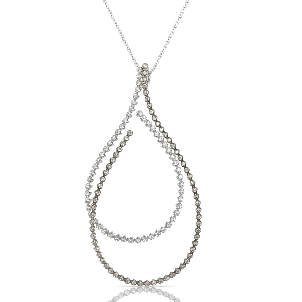 Collana con ciondolo - 18 carati Oro bianco - 1.22ct. tw. Diamante (Naturale)