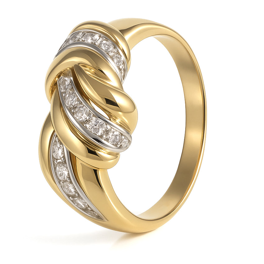 Anello - 18 carati Oro bianco, Oro giallo - 0.13ct. tw. Diamante (Naturale)