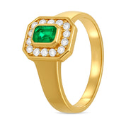 Anello - 18 carati Oro giallo - 0.51ct. tw. Smeraldo - Diamante