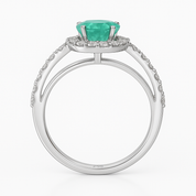 Anello - 18 carati Oro bianco - 1.65ct. tw. Smeraldo - Diamante