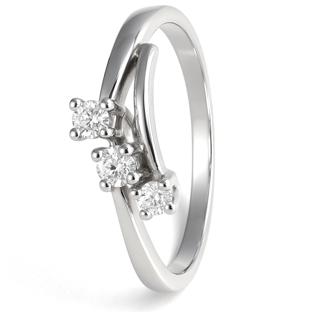 Anello - 18 carati Oro bianco - 0.085ct. tw. Diamante (Naturale)