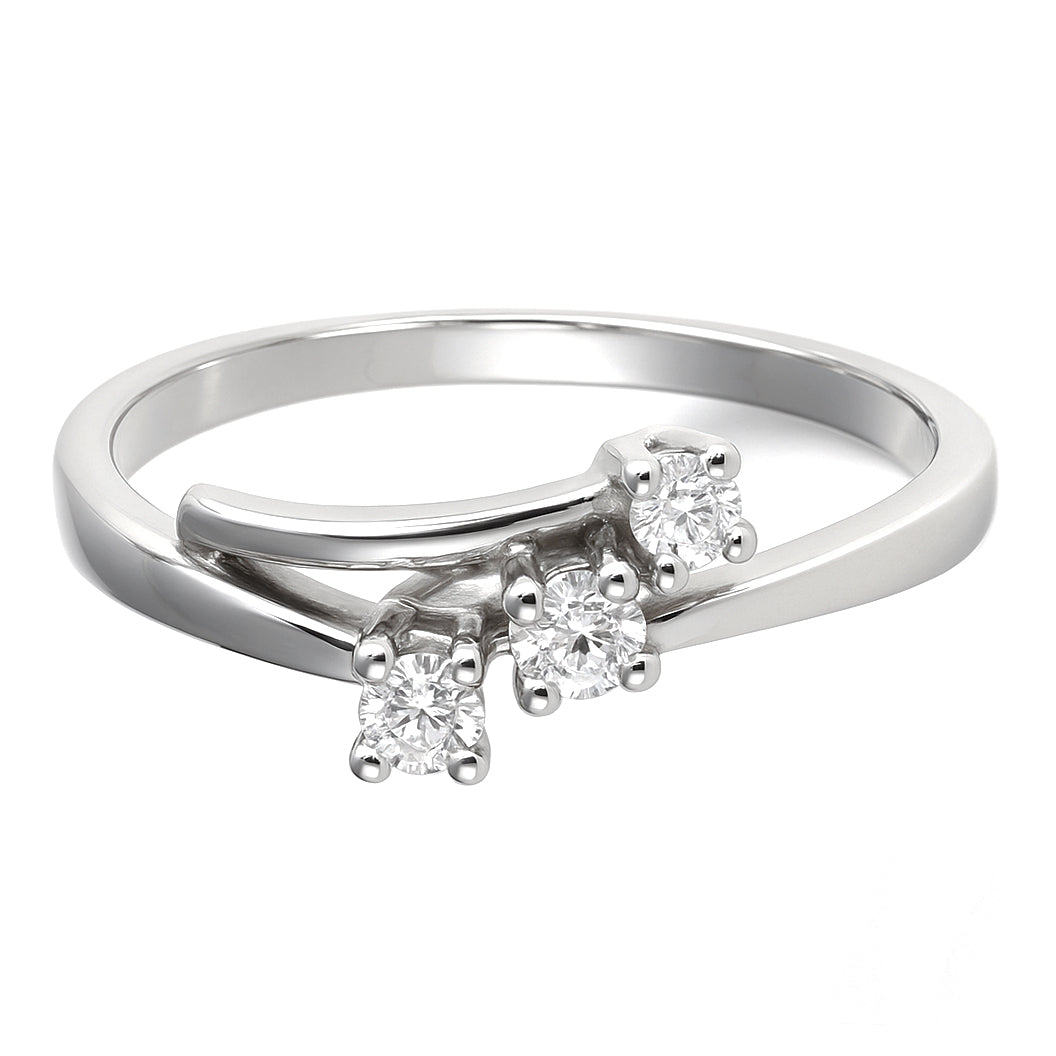 Anello - 18 carati Oro bianco - 0.085ct. tw. Diamante (Naturale)