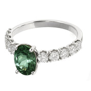 Anello - 18 carati Oro bianco - 0.75ct. tw. Diamante (Naturale) - Tormalina