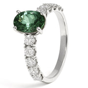 Anello - 18 carati Oro bianco - 0.75ct. tw. Diamante (Naturale) - Tormalina