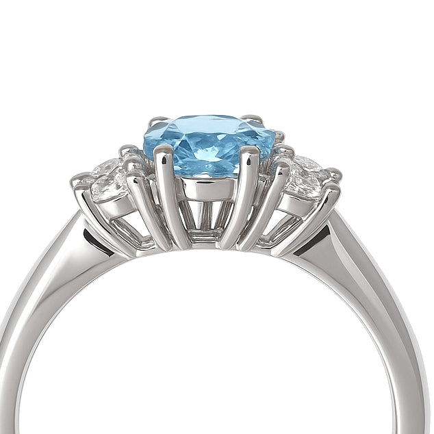 Anello - 18 carati Oro bianco - 1.72ct. tw. Topazio - Diamante