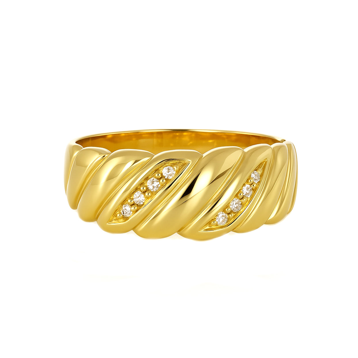 Anello - 18 carati Oro giallo - 0.04ct. tw. Diamante (Naturale)