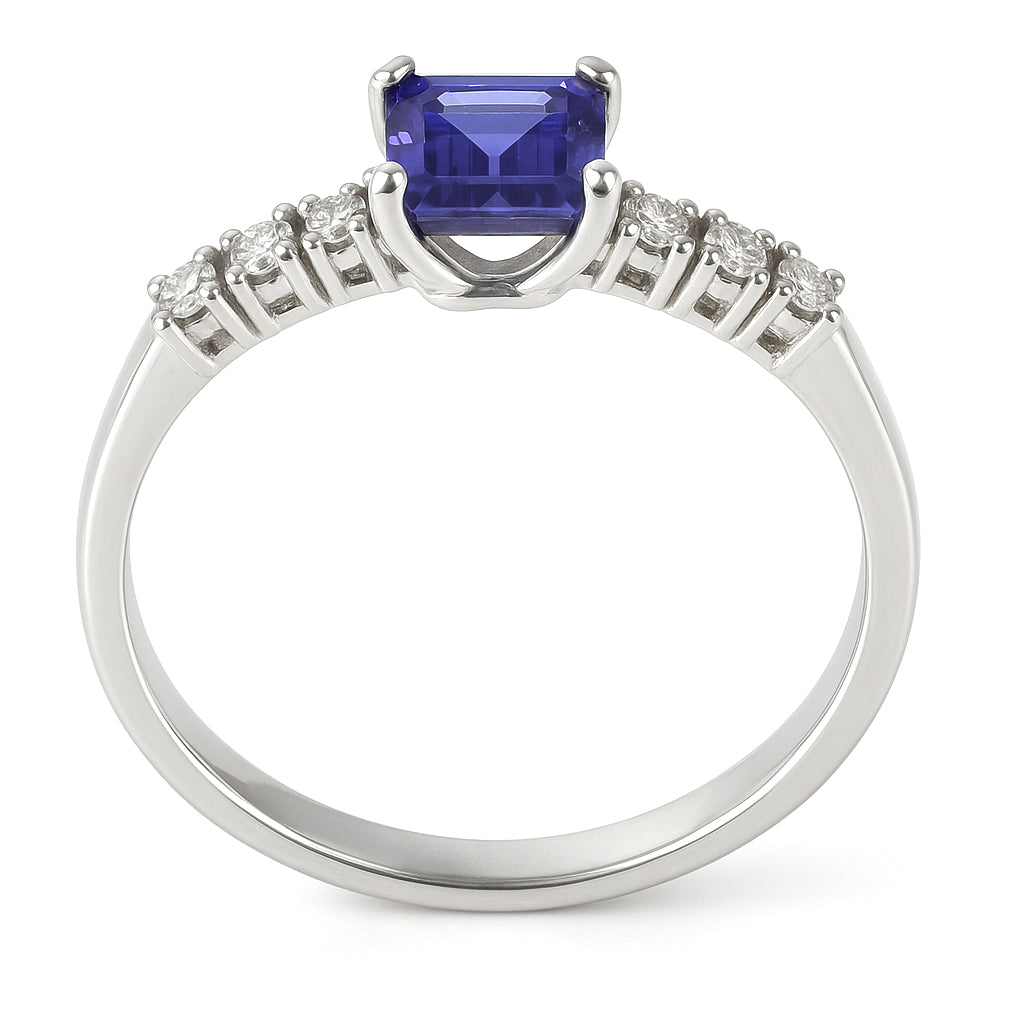 Anello - 18 carati Oro bianco - 1.22ct. tw. Tanzanite - Diamante