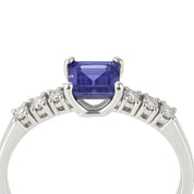 Anello - 18 carati Oro bianco - 1.22ct. tw. Tanzanite - Diamante