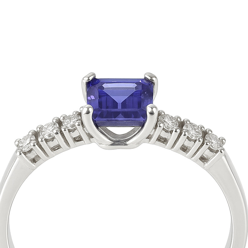 Anello - 18 carati Oro bianco - 1.22ct. tw. Tanzanite - Diamante