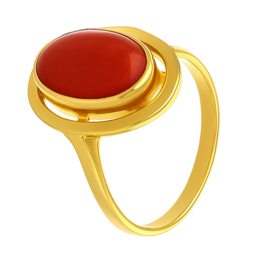 Anello - 18 carati Oro giallo Corallo