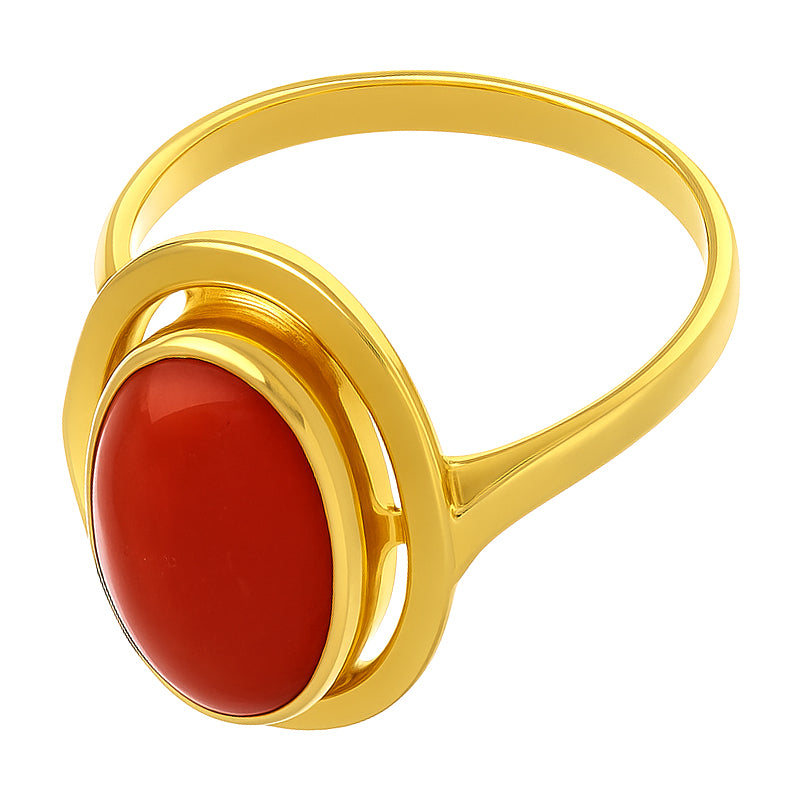 Anello - 18 carati Oro giallo Corallo