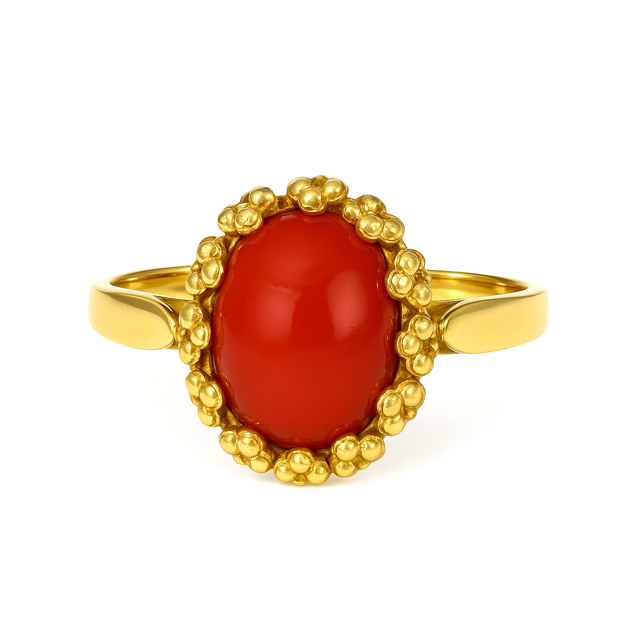 Anello - 18 carati Oro giallo Corallo