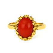 Anello - 18 carati Oro giallo Corallo