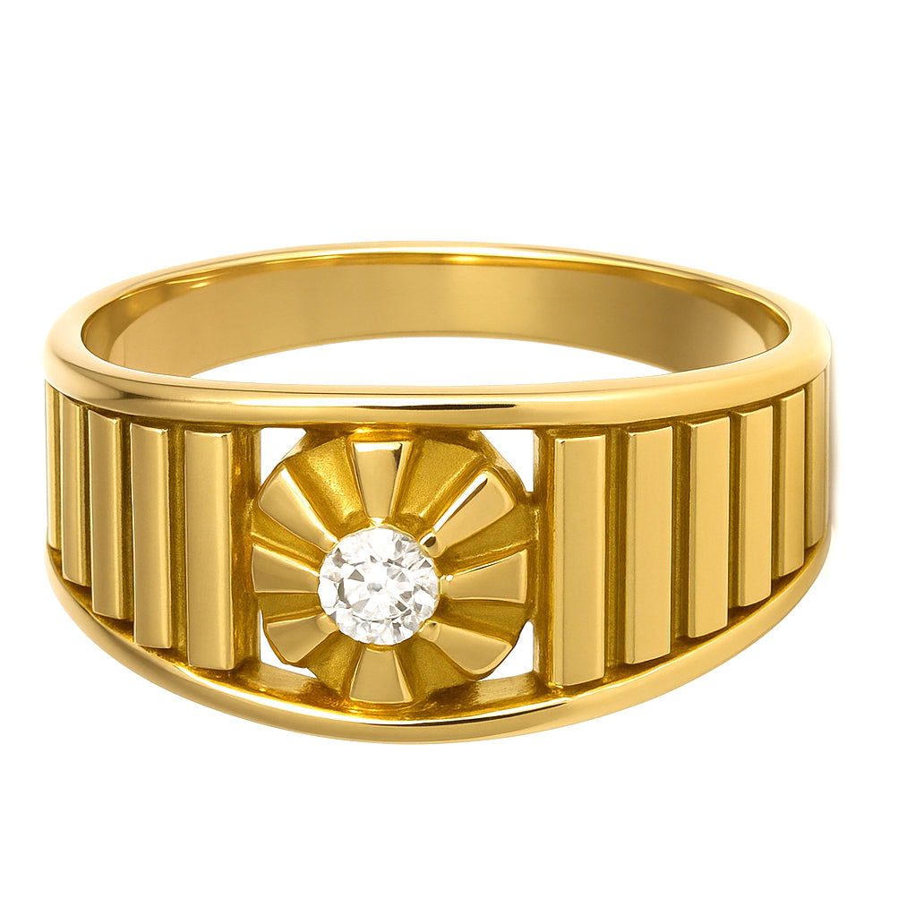 Anello - 18 carati Oro giallo - 0.06ct. tw. Diamante (Naturale)