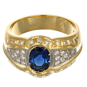 Anello - 18 carati Oro giallo, Oro bianco - 1.425ct. tw. Zaffiro - Diamante