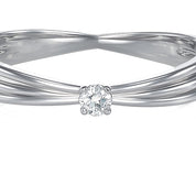 Anello - 18 carati Oro bianco - 0.03ct. tw. Diamante (Naturale)