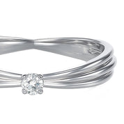 Anello - 18 carati Oro bianco - 0.03ct. tw. Diamante (Naturale)