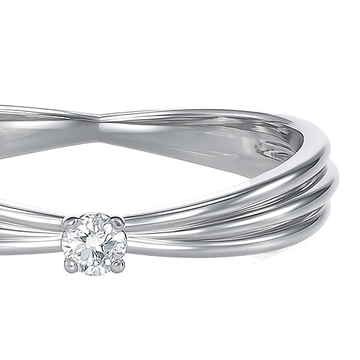 Anello - 18 carati Oro bianco - 0.03ct. tw. Diamante (Naturale)