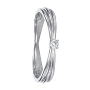 Anello - 18 carati Oro bianco - 0.03ct. tw. Diamante (Naturale)
