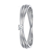 Anello - 18 carati Oro bianco - 0.03ct. tw. Diamante (Naturale)