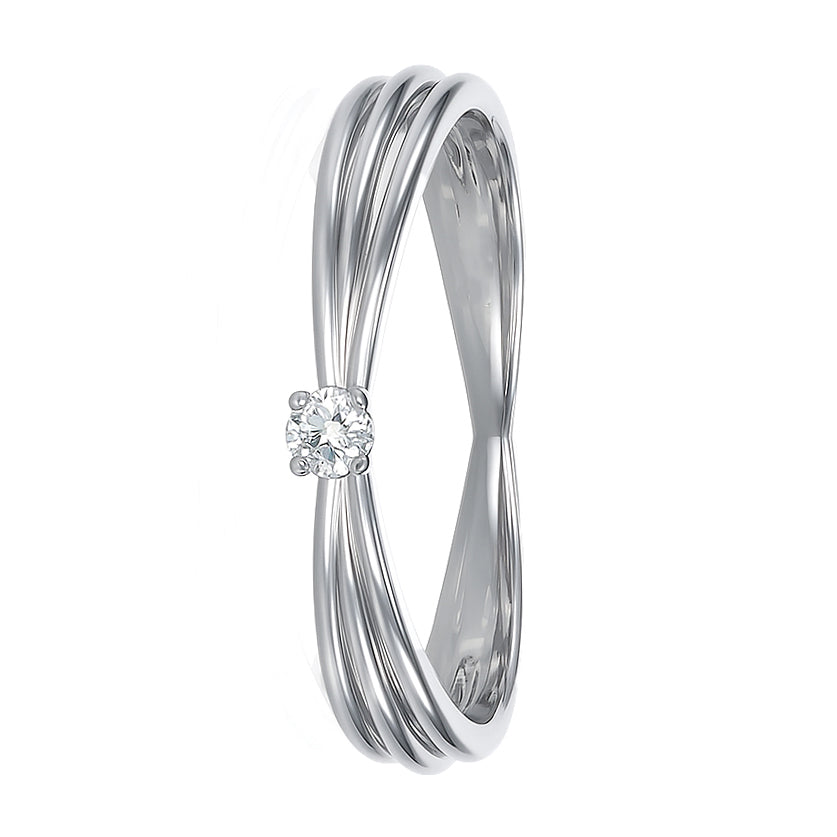 Anello - 18 carati Oro bianco - 0.03ct. tw. Diamante (Naturale)