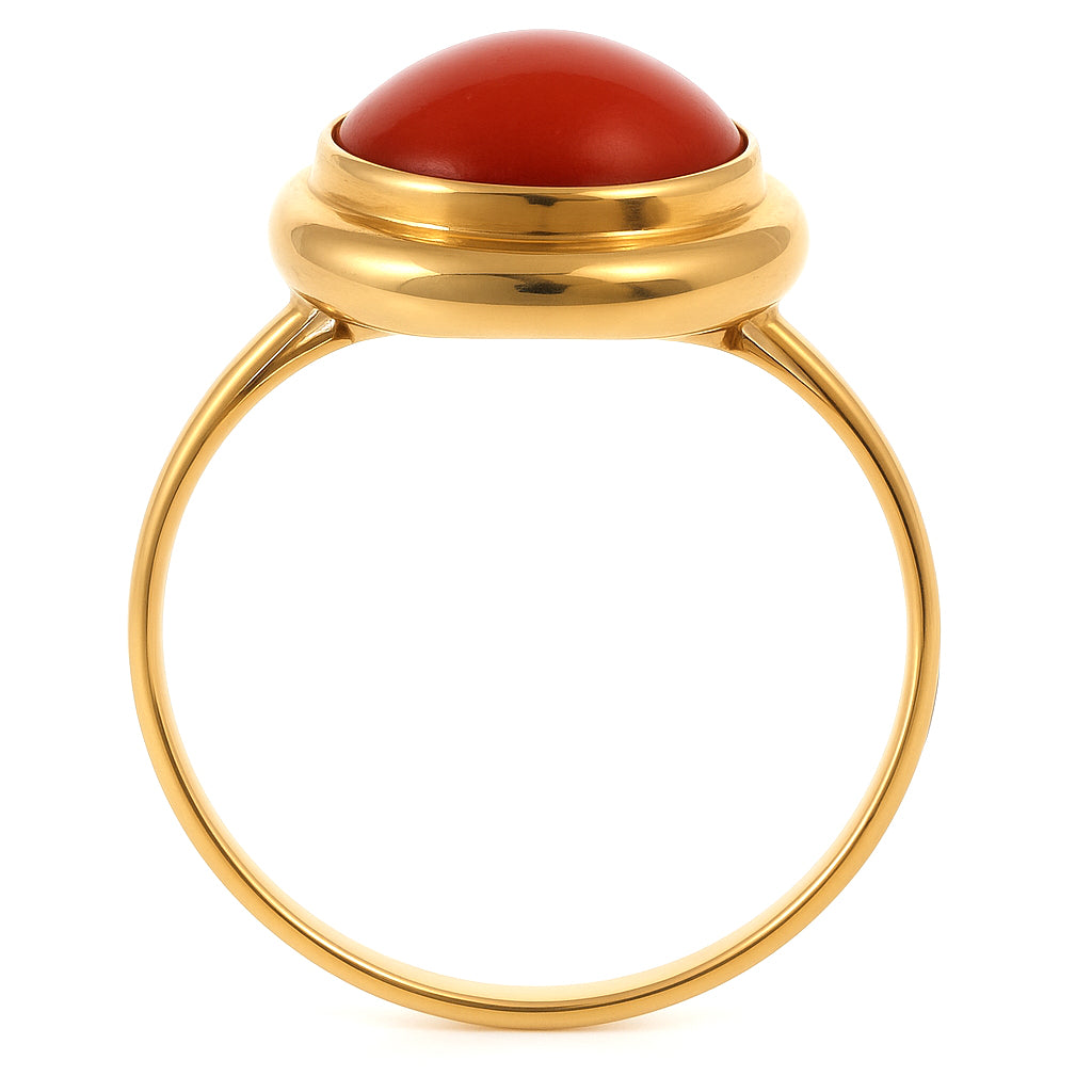 Anello - 18 carati Oro giallo Corallo