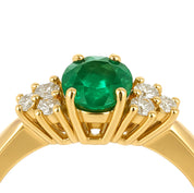 Anello - 18 carati Oro giallo - 0.92ct. tw. Smeraldo - Diamante