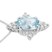 Collana con ciondolo - 18 carati Oro bianco - 0.79ct. tw. Acquamarina - Diamante