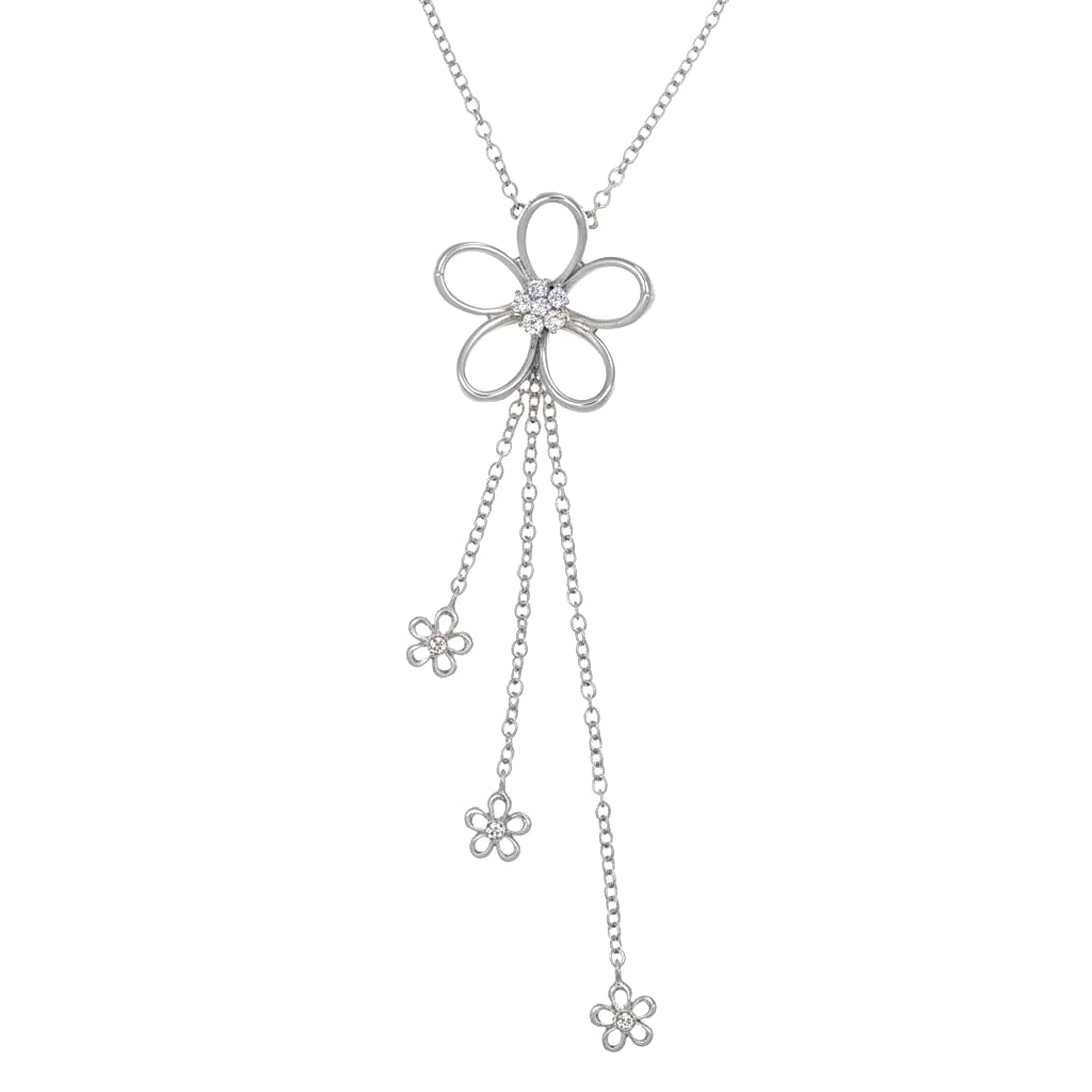 Collana con ciondolo - 18 carati Oro bianco - 0.12ct. tw. Diamante (Naturale)