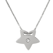 Collana con ciondolo - 18 carati Oro bianco - 0.04ct. tw. Diamante (Naturale)