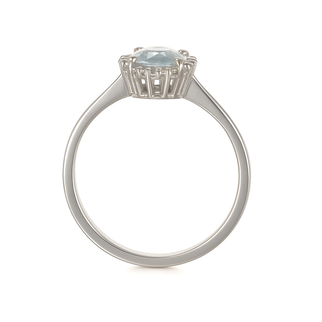 Anello - 18 carati Oro bianco - 0.83ct. tw. Acquamarina - Diamante