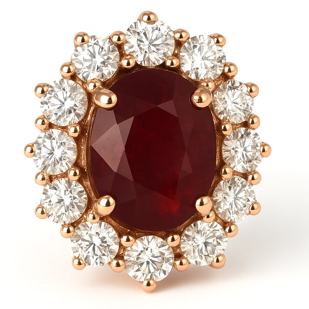 Orecchini - 18 carati Oro rosa - 3.10ct. tw. Rubino - Diamante