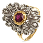 Anello - 18 carati Oro giallo, Argento - 1.12ct. tw. Rubino - Diamante