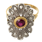 Anello - 18 carati Oro giallo, Argento - 1.12ct. tw. Rubino - Diamante