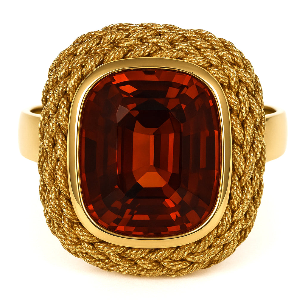 Anello - 18 carati Oro giallo - 4.00ct. tw. Quarzo