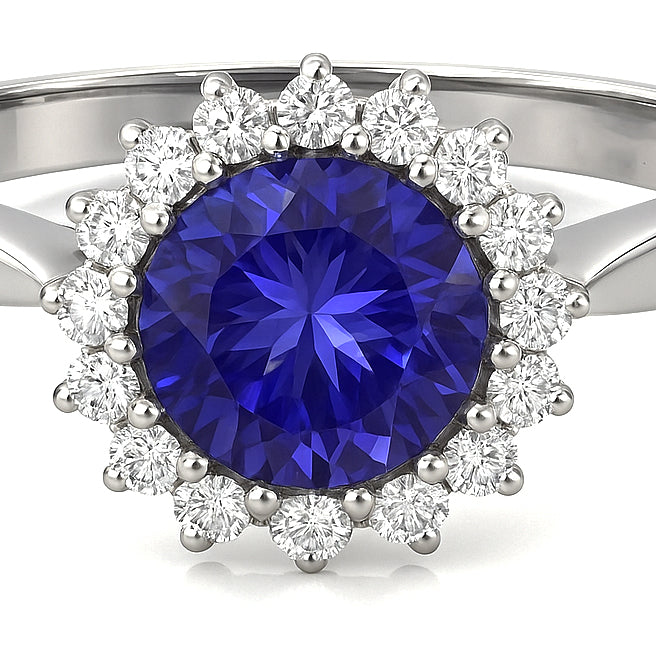 Anello - 18 carati Oro bianco - 1.33ct. tw. Tanzanite - Diamante