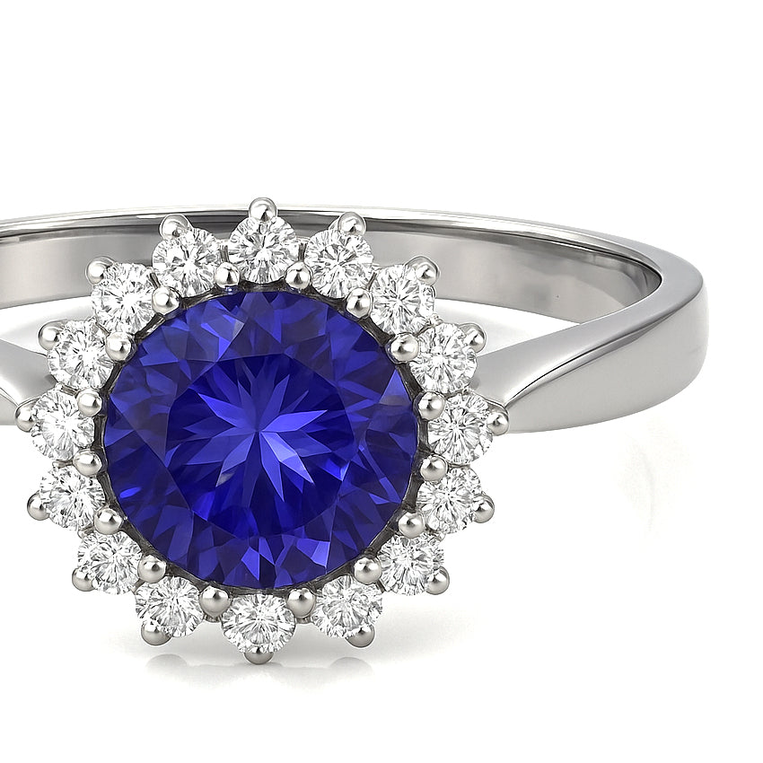 Anello - 18 carati Oro bianco - 1.33ct. tw. Tanzanite - Diamante