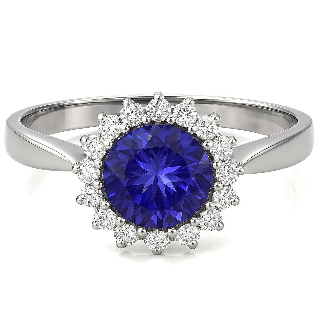 Anello - 18 carati Oro bianco - 1.33ct. tw. Tanzanite - Diamante