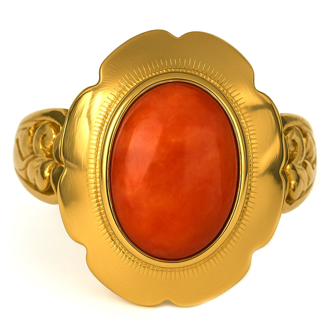 Anello - 18 carati Oro giallo Corallo